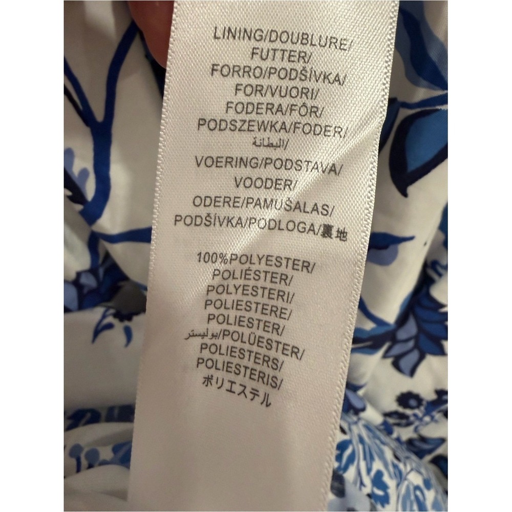 Adrianna Papell Blue White Floral Ruffle Midi Dress NWOT Size 10 Cottagecore - Picture 10 of 10